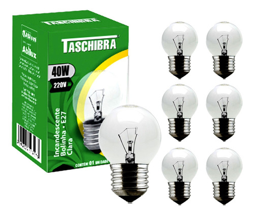 Kit 10 Lâmpada Bolinha Clara 40w Camarim Espelho Lustre Cor da luz Branco Quente 2700K 220V