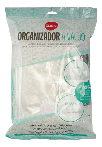 Sacos A Vácuo 3 40x60 3 60x80 2 80x100 + Bomba Manual Preta