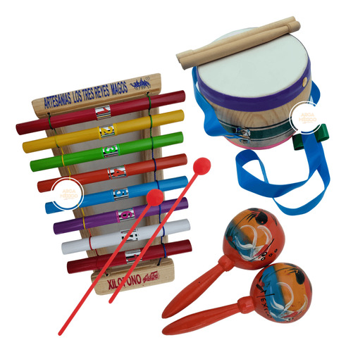 Kit Juego De Música Montessori Tambor, Maracas Y Xilófono