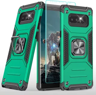 Funda Verde Anillo + Protector Para Galaxy Note 8
