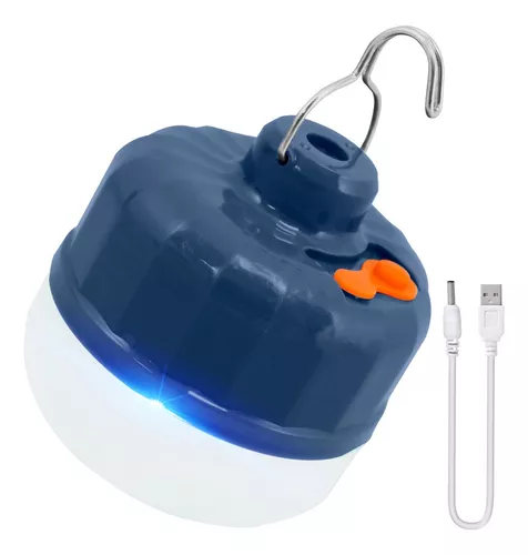 Lámpara portátil led con batería recargable y rejillas de metal azul JIM TO
