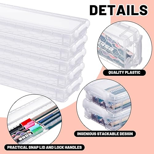 Cajas De Lápices Largas Extra Grandes Apilables 10 Unidades