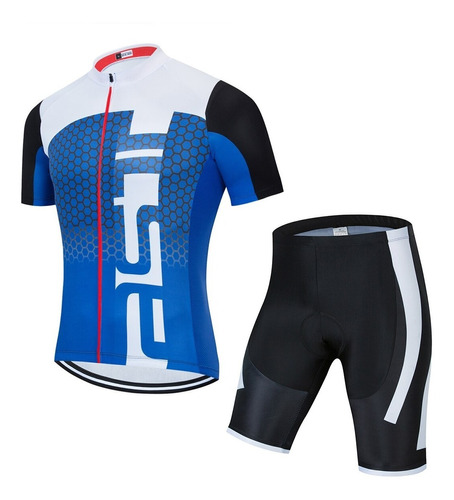 Jersey + Short Rcc Blue Black 5d Anti Uv Ruta Mtb Ciclismo 