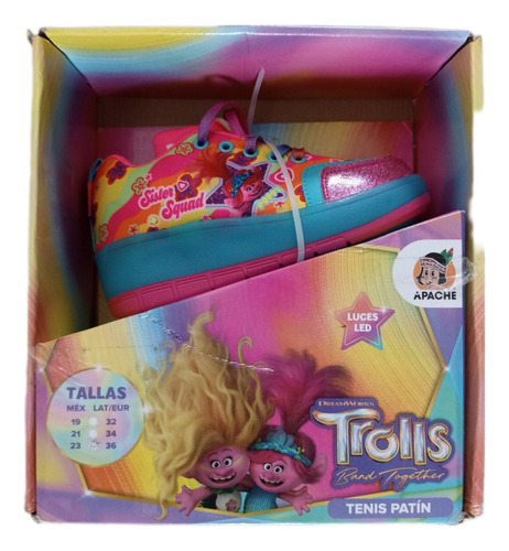 Tenis Patin Trolls Apache Talla 21 Con Luces De Colores