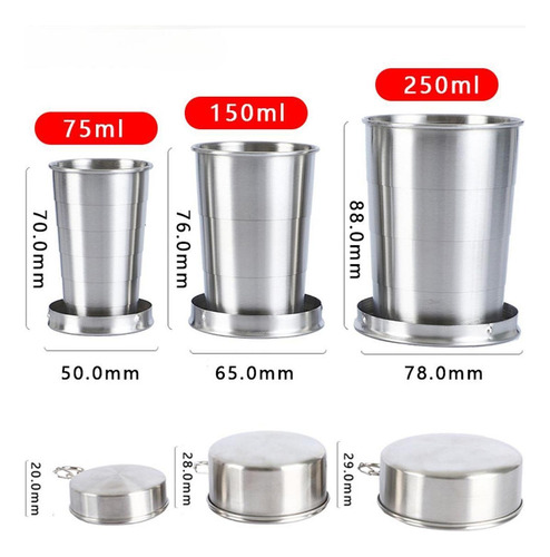 Taza Plegable Con Llavero Plegable Retráctil Para 150ml