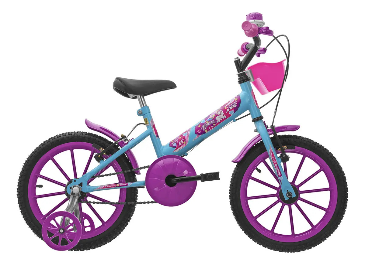 Bicicleta Infantil Menina Ultra Kids T Aro 16 Pro Tork Azul Bebê E Rosa