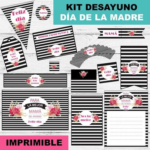 Kit Imprimible Desayuno Día De La Madre Editable