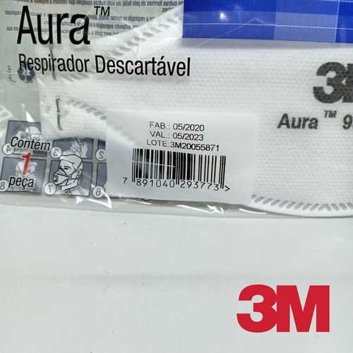 Respirador 3m Pff2 Aura 9320br Respirador N 95 Kit C/ 10 Uni