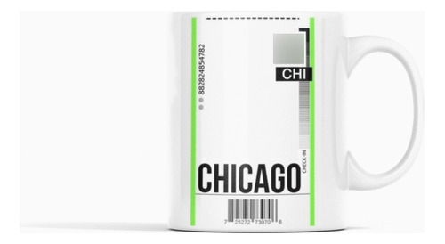 Taza Blanca 11oz Boleto Viaje Chicago