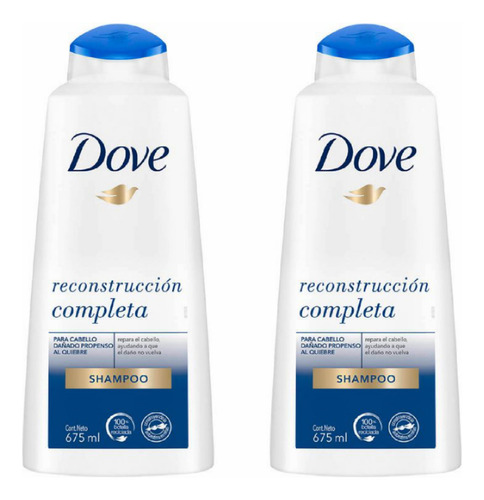 2 Shampoo Dove Reconstrucción Completa 675ml.