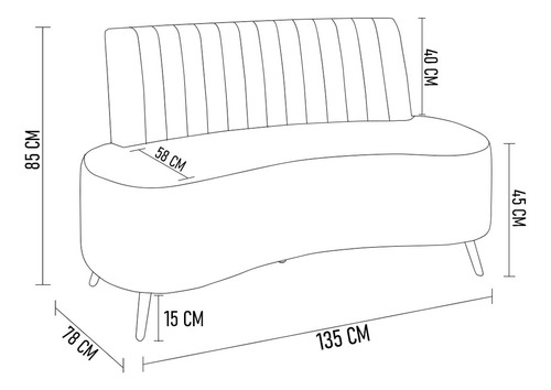 Sofá 2 Lugar Living 135cm Pés Palito Tamar Bouclê Terracota Cor Marrom amarelado