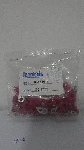 Terminal Rojo Tipo Anillo Para Cable 18 Y 20 4mm