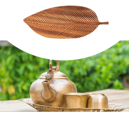 Bandeja De Madera Con Forma De Hoja, 38cm X 15cm X 2cm