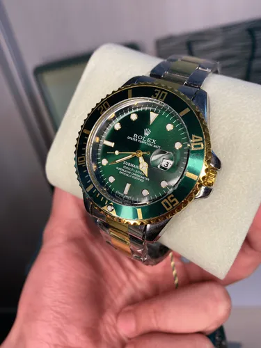 Reloj Rolx Submariner Gold Green Verde Y Oro Calendario