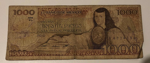 Billete 1000 Pesos Sor Juana 1985 Serie Xl Usado