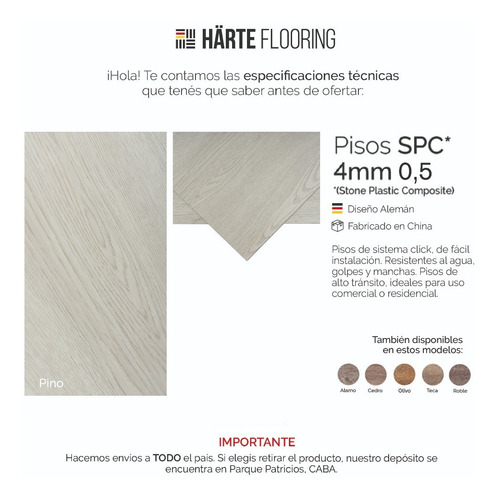 Imagen 3 de 8 de Piso Vinilico Click Spc 4mm 0.5wl Simil Madera Caja 2.6m2