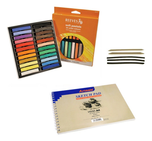 24 Tizas Reeves + Block Artmate A4 Field Sketch Pad 30 Hojas