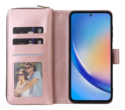 Capa Com Compartimento Multicartões Com Zíper Para Samsung G