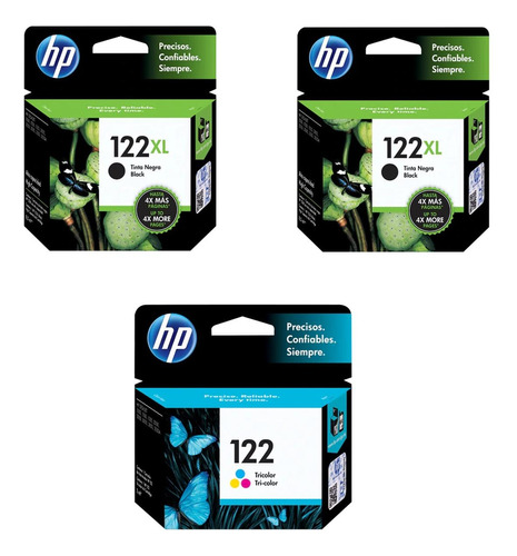 Kit De 2 Cartuchos Hp 122xl Negro+1 Cartucho Hp 122 Tricolor