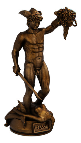 Estátua Perseu Semi Deus Herói Grego - Firenze Cor Cor Cobre Antigo