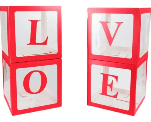 Cubo Rojo Letras Love 4 Ud  Amor Decoracion Eventos Amistad
