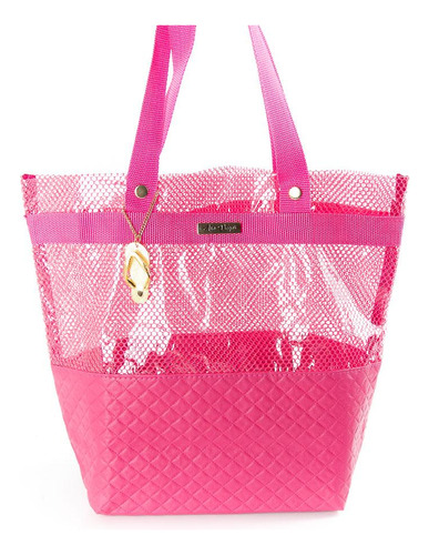 Bolsa Tote Shopper Praia Ombro Feminina Impermeável Cor Pink Desenho Do Tecido