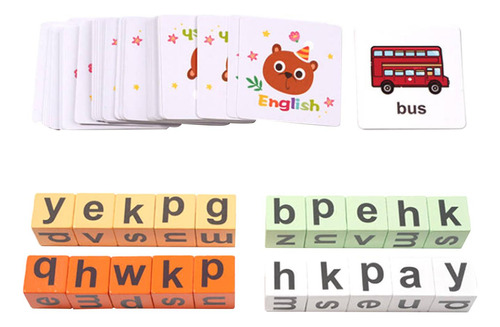 Wooden Reading Block Letter Flash Cards Montessori Toy