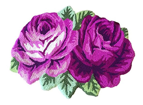 Tapetes Alfombra De 2 Rosas Color Morado Ideal Para Sala | Envío gratis