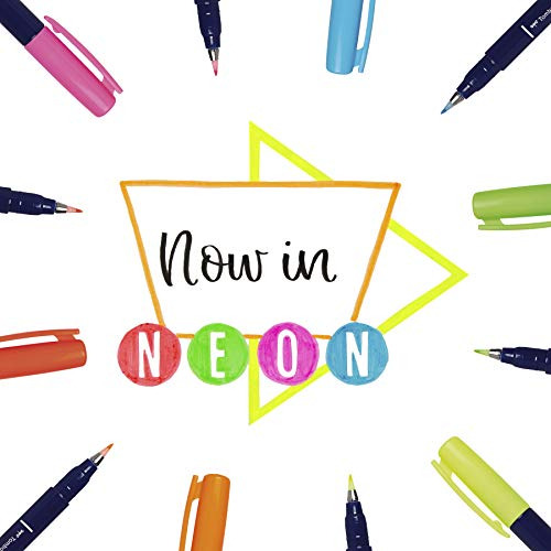 Tombow 56437 Fudenosuke Neon Brush Pen, Paquete De 6. Rotula