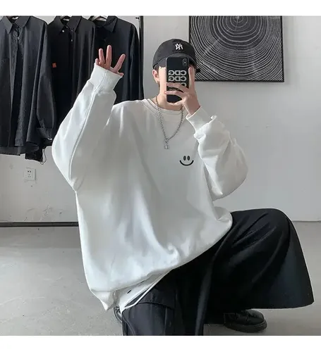 Sudadera De Estilo Coreano Para Hombre, Holgada, Con Capa Base