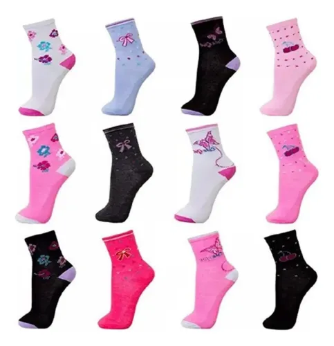 Kit 12 Pares Meias Feminina Cano Longo Macio Durável Algodão ...
