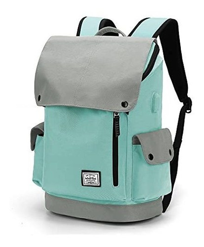 Mochila Impermeable Para Laptop De 15 Pulgadas Gris Cian