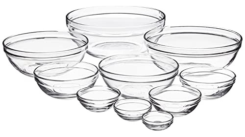 Glass Mi Bowls, Mezclado, Conjunto De 10.