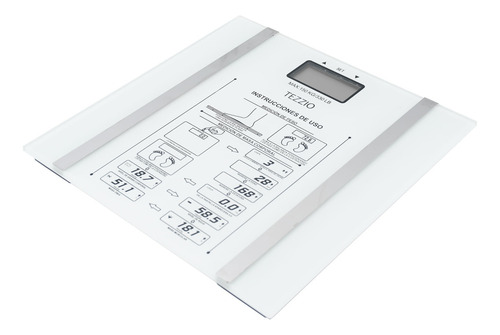 Báscula Digital Tezzio En Vidrio 5 Funciones Color Blanco