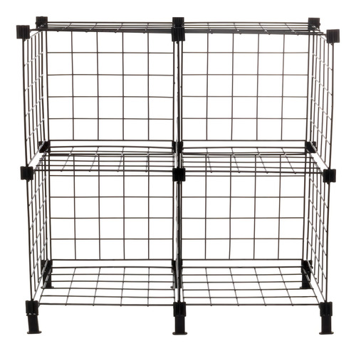 Estante Aramada De Organização - 4 Nichos Preto Com Preto Me