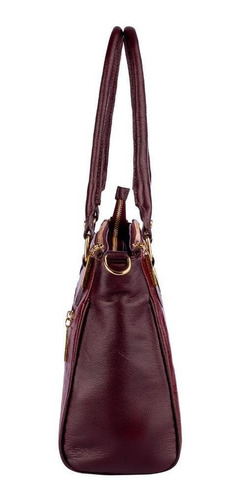Bolsa De Couro Com Divisórias Tiffy Cor Marsala