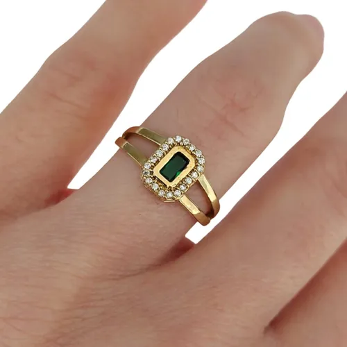 comprar Anel De Moeda Com Pedra Central Octagonal