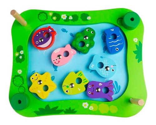 Imagen 7 de 10 de Acool Juego De Pesca Magnetico De Madera Con Dado Ac7685