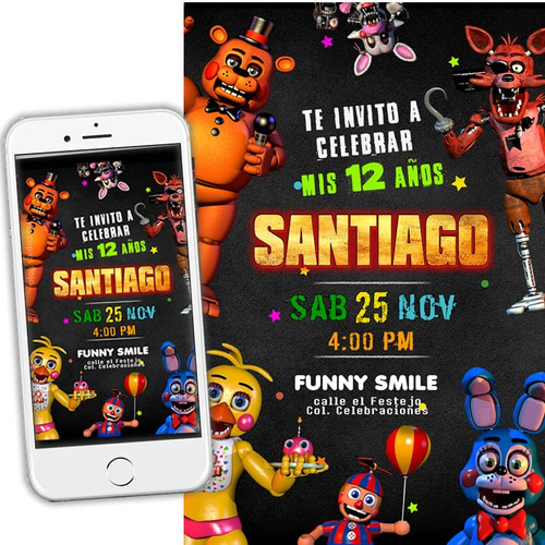 Invitacion Cumpleaños Five Nights At Freddys Digital