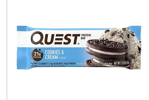 Barra De Proteína Quest Cookies And Cream 60g 12 Unidades