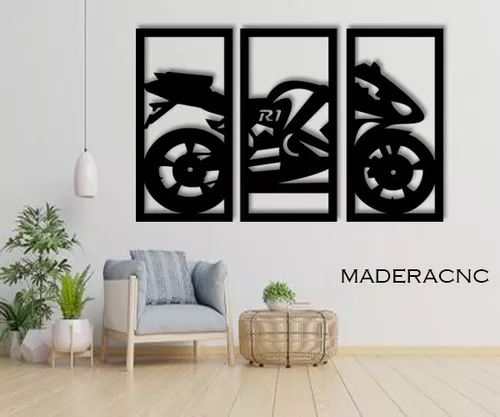 Póster Foto Arte de Pared Decoración Marco Negro Madera MDF 20x30 moto