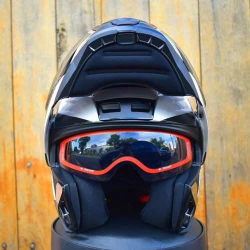 Capacete Ls2 Ff902 Arch Brilhante Branco Titanium Oculos