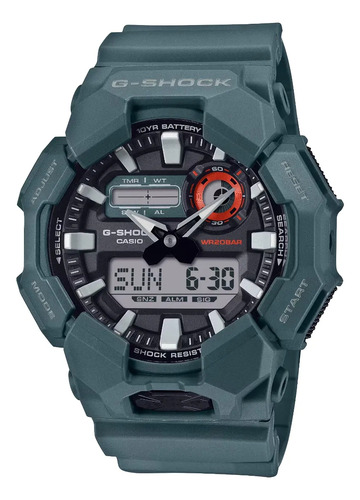 Reloj Casio Hombre Ga-010-2a Ts Correa Verde Musgo Bisel Verde Musgo Fondo Negro