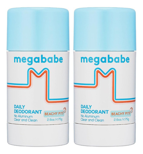 Megababe Desodorante Diario Beachy Pits Sin Aluminio Pack 2