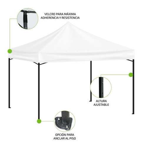 Imagen 6 de 10 de Toldo Carpa Plegable Reforzado 3x3 Impermeable Eventos