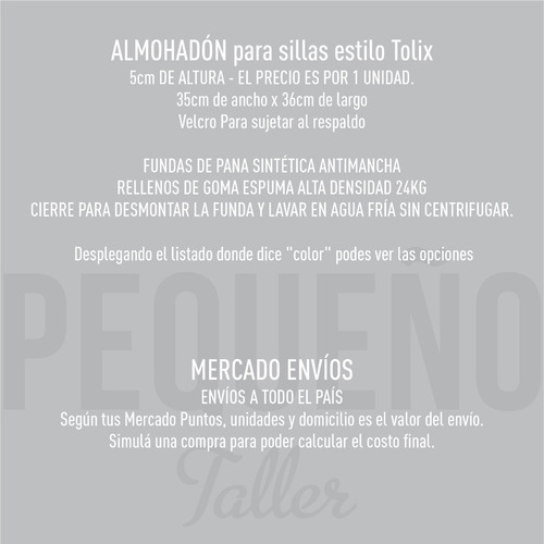 Imagen 4 de 6 de Almohadones Para Sillas Tolix Pequeño Taller Color A Pedido