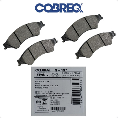 Kit 4 Pastilhas Freio Dianteira Ranger Original 2014 2015 16