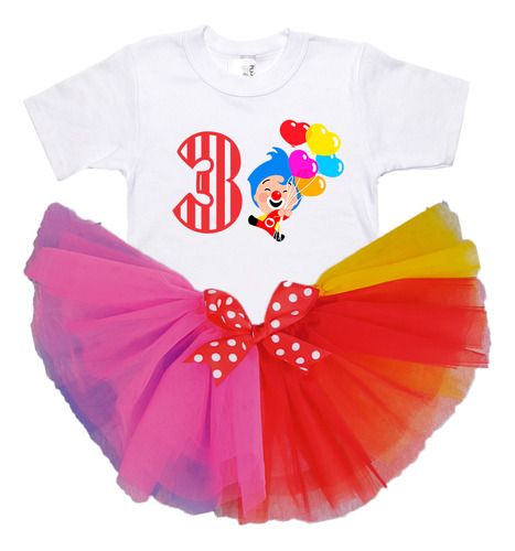Disfraz Payasito Traje Tutu Playera Cumpleaños 3a4 Años