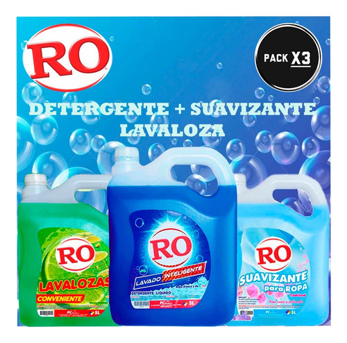 Pack 3u Detergente + Suavizante + Lavavajilla 5litros Ro