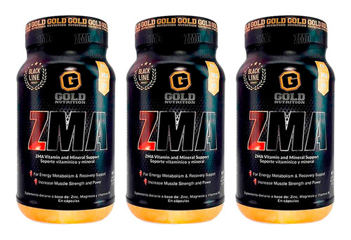 Combo Zma Gold Nutrition Zinc Magnesio 60 Capsulas X 3 Un